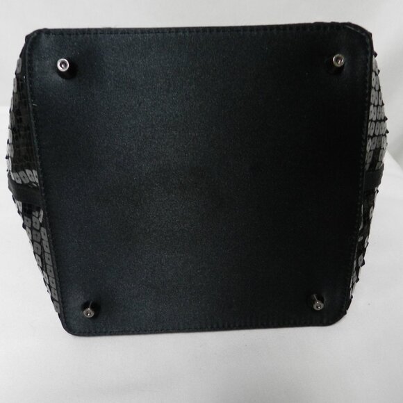 Ann Taylor Vintage black Sequin handbag purse zip top Special Occasion Small - Picture 10 of 11